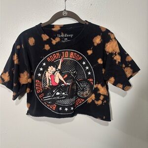 Betty Boop 💋🧡Black & Orange Tie-Dye Crop Tee -